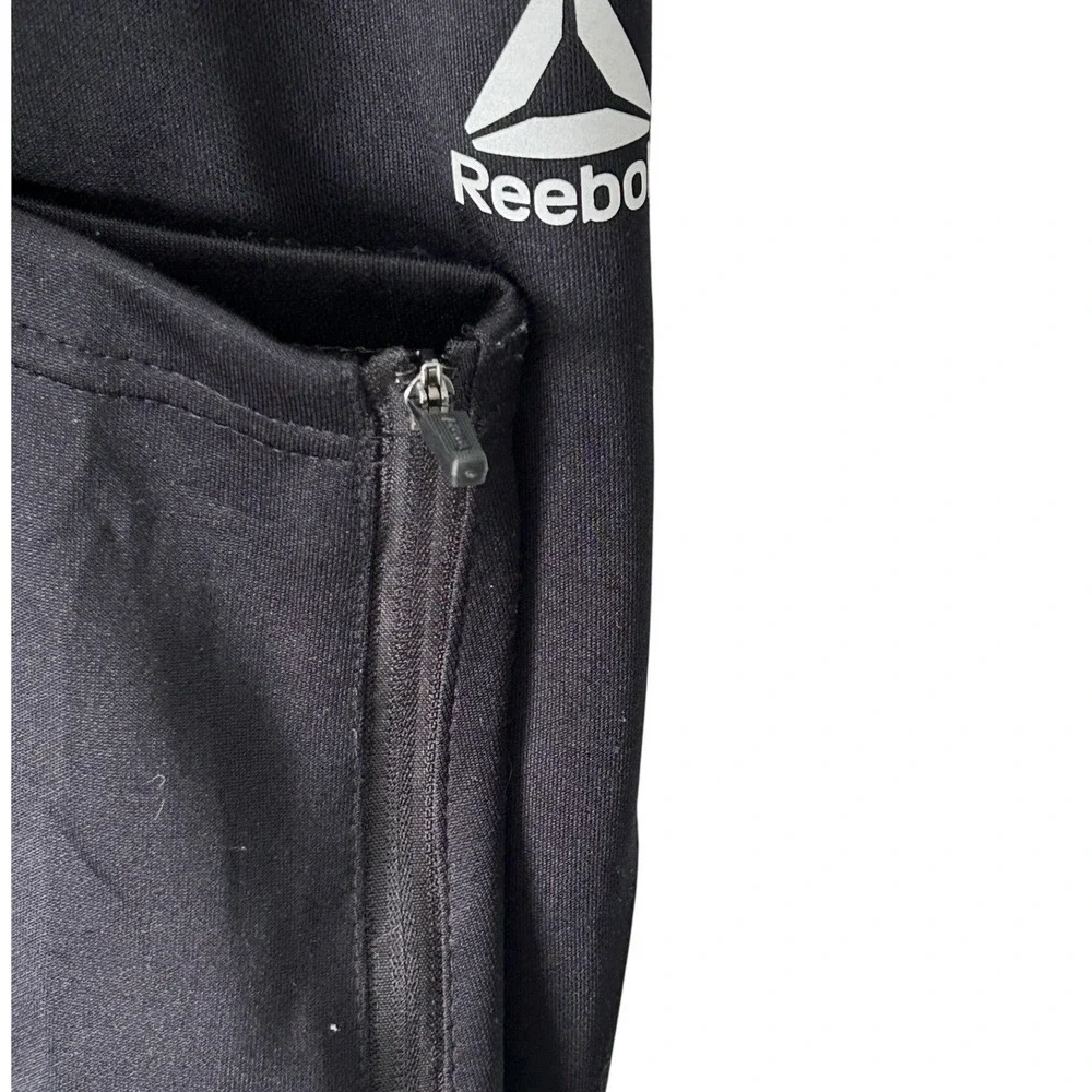 Reebok Black Training Pants Zipper Cuff Reflective Strip‎ Men's Size Medium